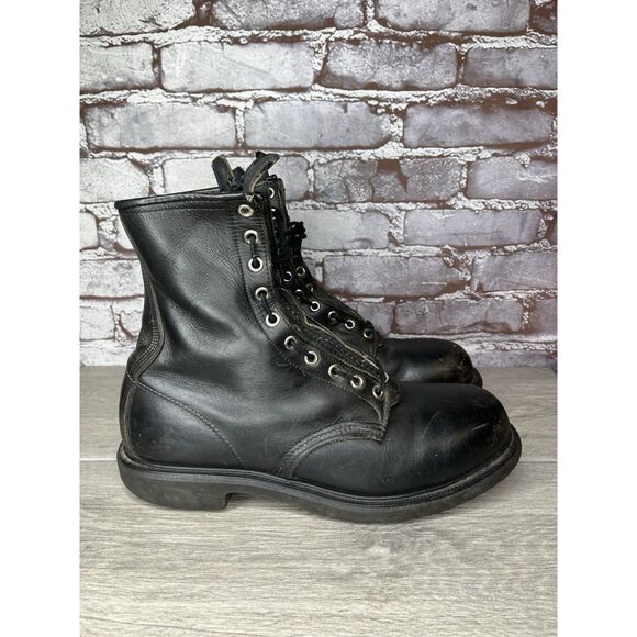 RED WING 4473 Vintage USA BLACK LEATHER ENGINEER MILITARY BOOTS 8D US STEEL TOE main image 10
